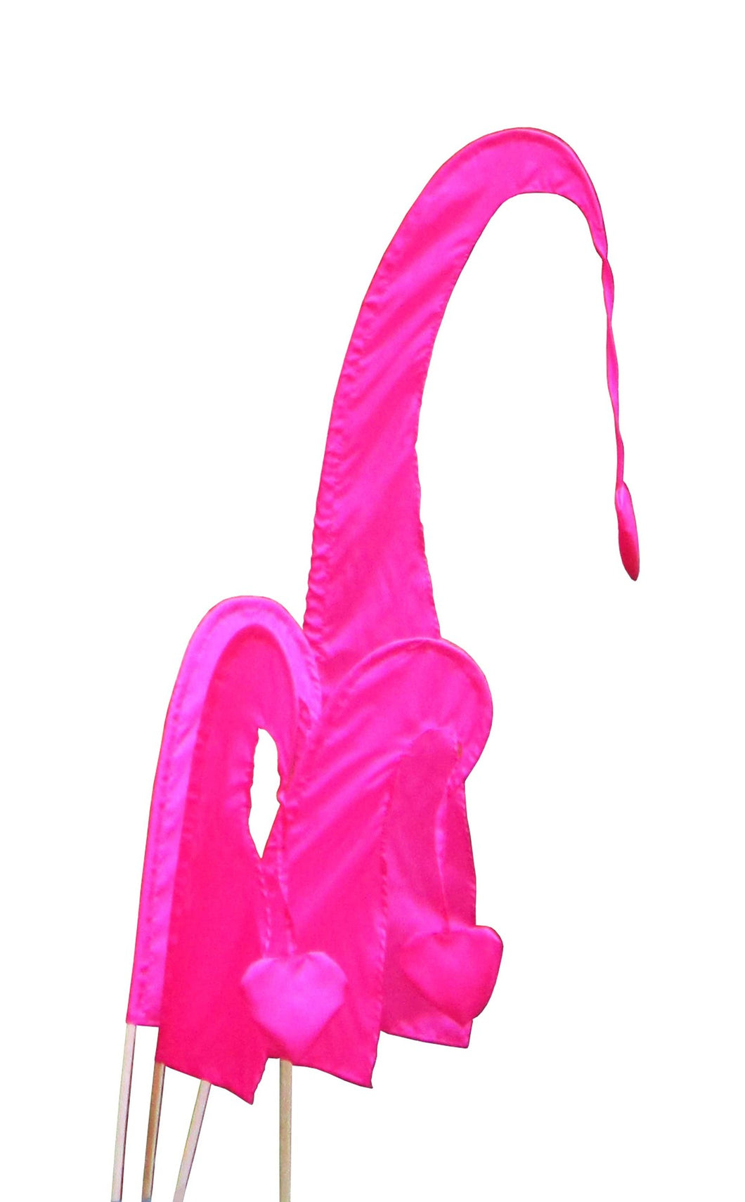 Balifahne LITTLE SANUR mit Holzstange, mit herzförmiger Spitze pink