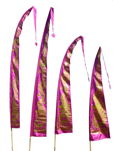 Drachenfahnen-Stoff GOLD DRAGON mit herzförmiger Spitze, Balifahne