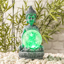 Charger l&#39;image dans la galerie, LED Solar Buddha mit Crackle Glaskugel und Farbwechsel, ca. 20 cm
