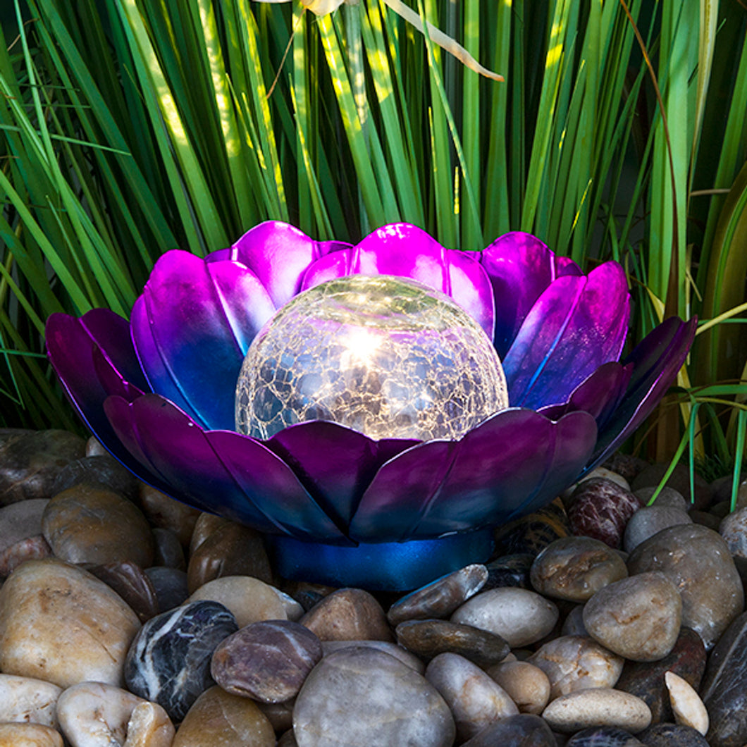 LED Solar Lotusblüte aus Metall, ca. 25 cm Durchmesser